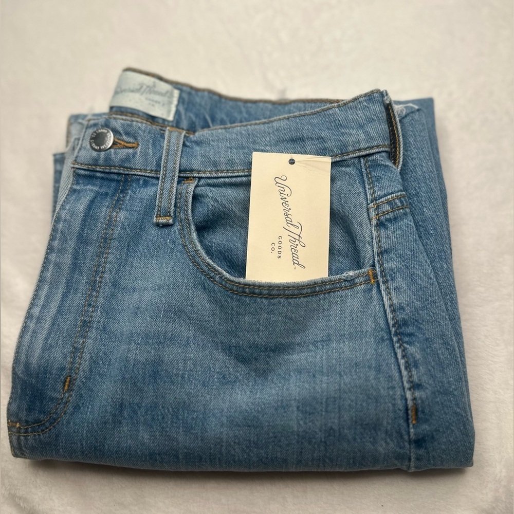 Size 6 Womens High-Rise Denim Midi Skirt Medium Wash Distressed Universal Thread - Picture 12 of 12